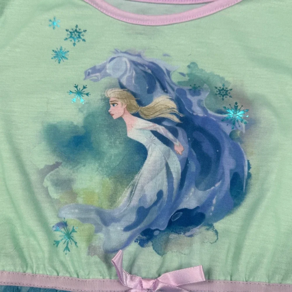 Disney Elsa Frozen Princess Long Sleeve Dress Girls Size 7/8 Blue‎ Sparkle Tulle